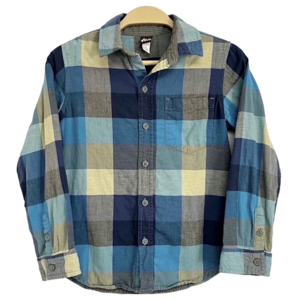 Tea Collection lined plaid button down “shacket” 8 years
